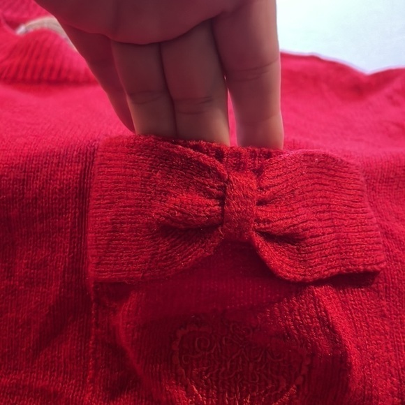 VTG-A’Milano-L-Red crewneck long sleeve sweater with embroidered heart on pocket - Picture 6 of 10